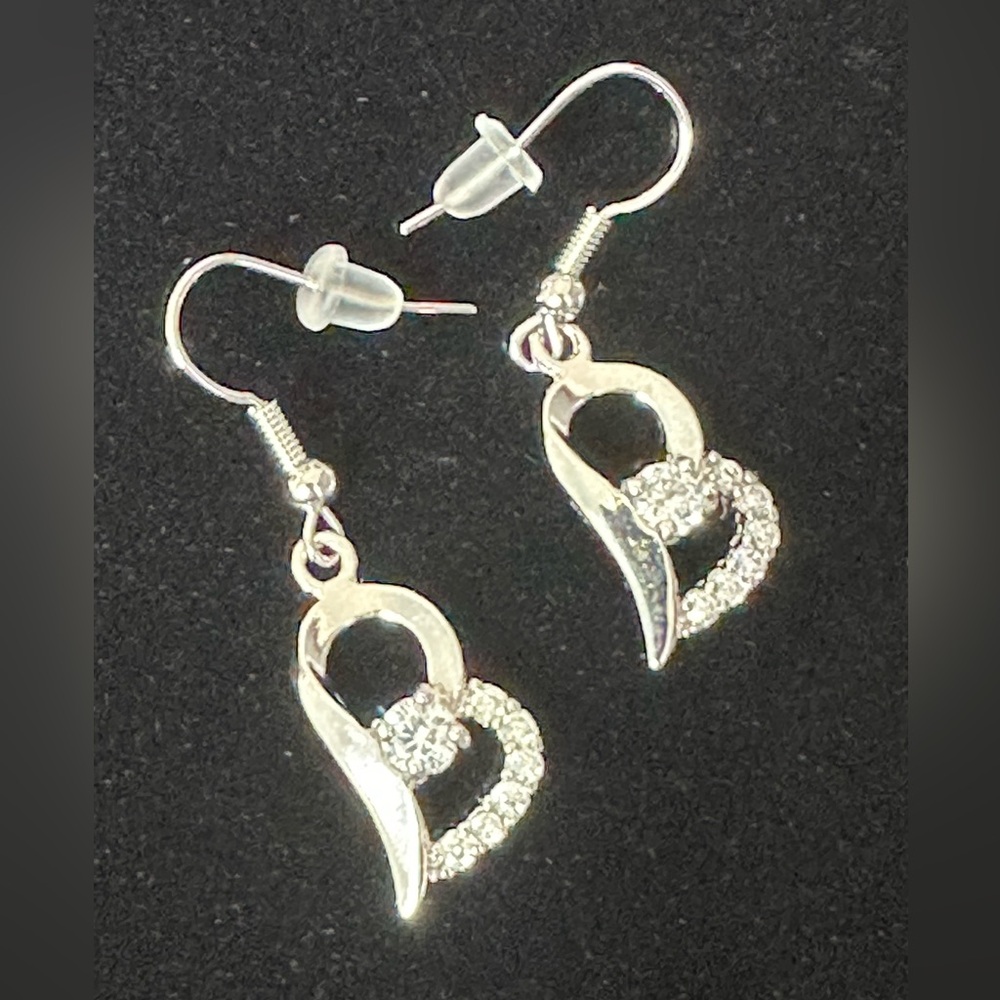 B Initial Rhinestone 18k Plated Stamped Dangle Earring